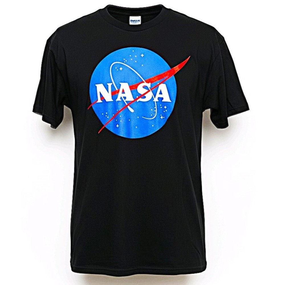 Gildan NASA Logo Graphic‎ T Shirt Black Ultra Cotton Men's Size L